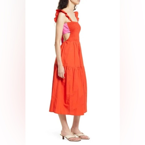 Topshop Orange Maxi A-Line Tiered Dress - Picture 2 of 12